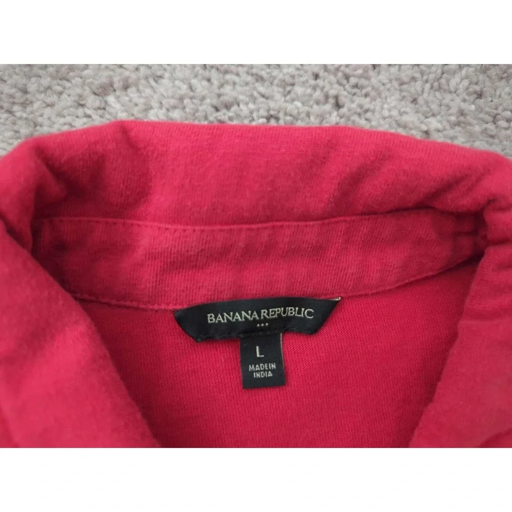 Banana Republic Polo‎ Shirt Mens Large Black Color Block Short Sleeve Casual